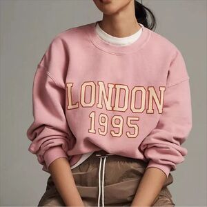 Anthropologie Pink ‘London 1995’ Sweatshirt size M